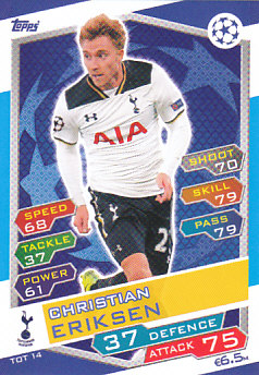 Christian Eriksen Tottenham Hotspur 2016/17 Topps Match Attax CL #TOT14